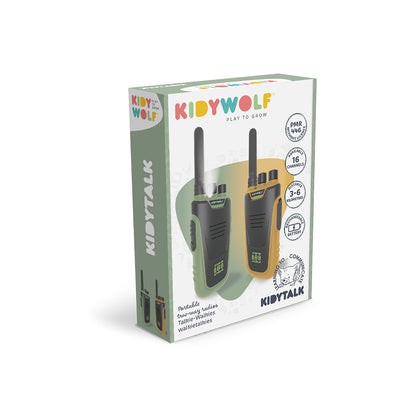 Kidywolf Walkie Talkie for Kids, Kidytalk - Green/Orange