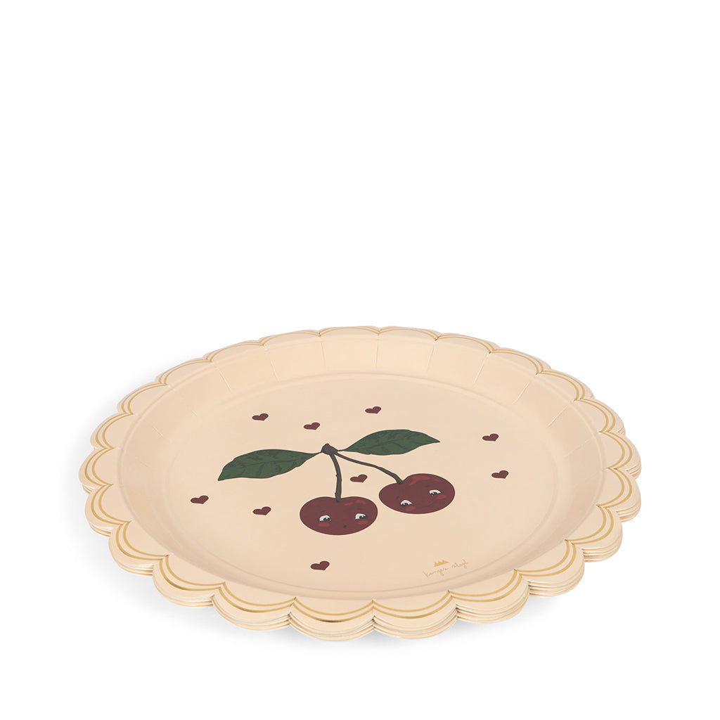 Konges Sløjd Paper Plates, Cherry - Set of 8
