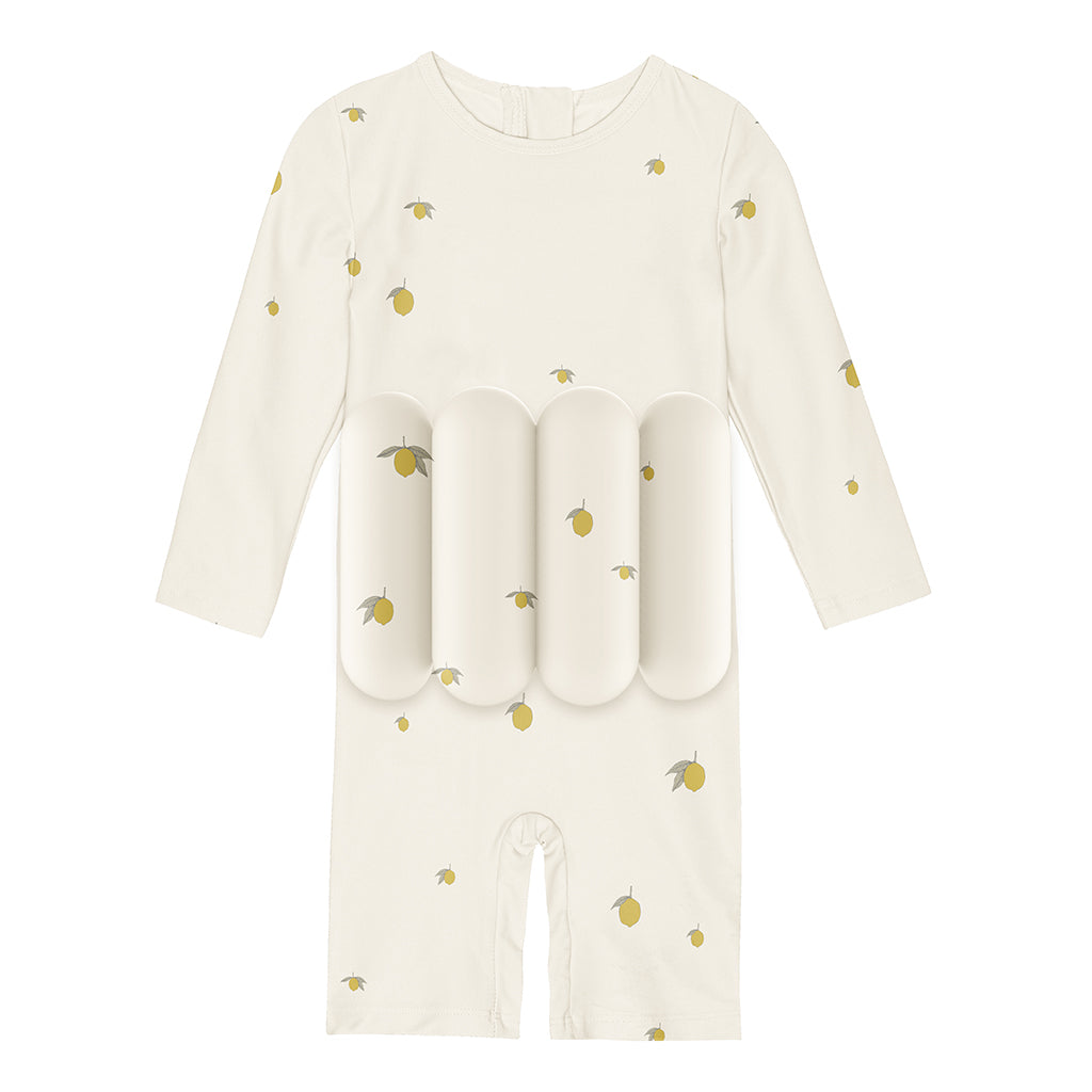 Konges Sløjd Full Swimsuit with Removable Float Blocks, Lemon – For Ages 9 Months to 4 Years