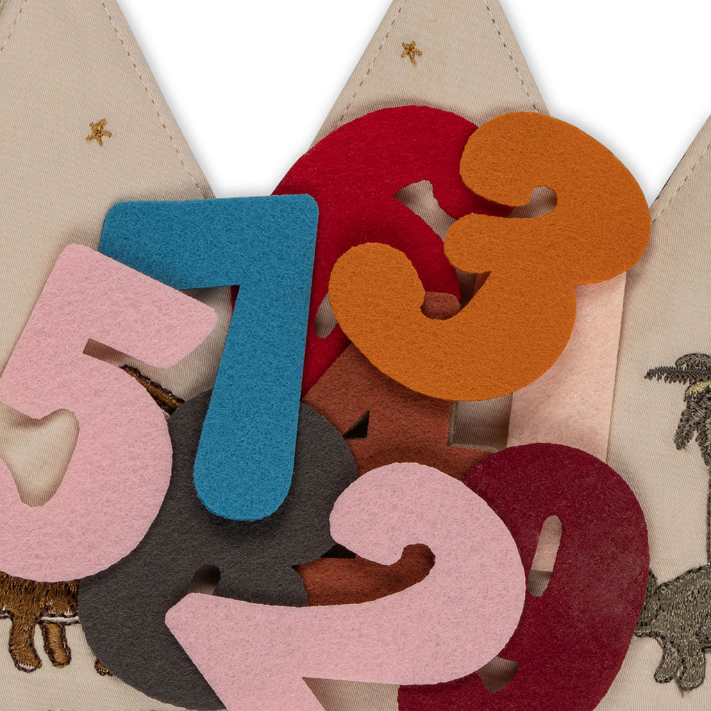 Konges Sløjd Birthday Crown, Fabric Crown with Felt Numbers, Dino - Ages 1-10