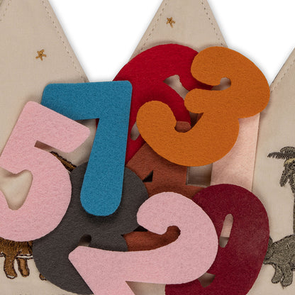 Konges Sløjd Birthday Crown, Fabric Crown with Felt Numbers, Dino - Ages 1-10