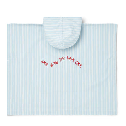 Liewood Kaiden Bath Poncho with Hood, Stripe Pure Sky / Creme de la Creme