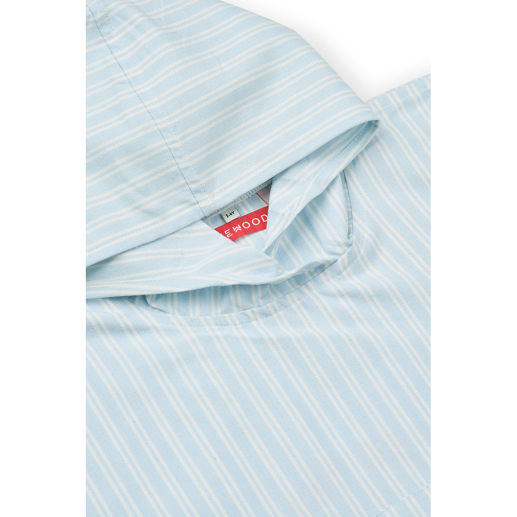 Liewood Kaiden Bath Poncho with Hood, Stripe Pure Sky / Creme de la Creme