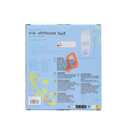 Sunnylife Inflatable Mattress, Skateboard - Blue/Lime - Ages 6 and Up