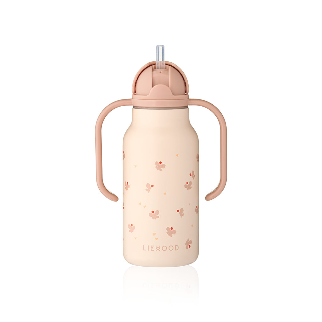 Liewood Kimmie Water Bottle with Handle 250 ml - Mini Butterfly/ Apple Blossom