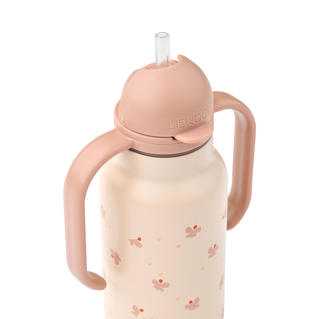 Liewood Kimmie Water Bottle with Handle 250 ml - Mini Butterfly/ Apple Blossom