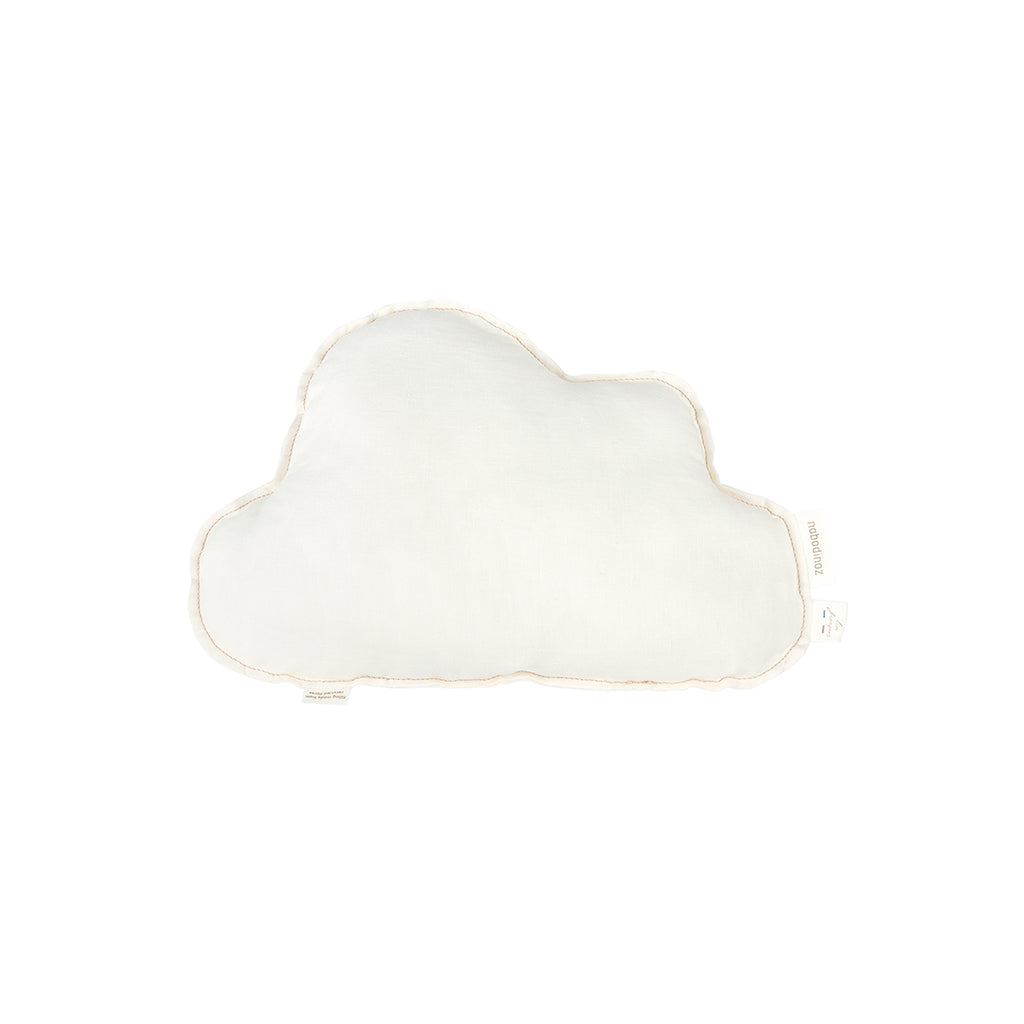 Nobodinoz Sky Pillow, Washed French Linen with Embroidered Birds – Off White