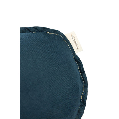 Nobodinoz Sky Cushion, Washed French Linen, Bird Embroidery - Deep Blue