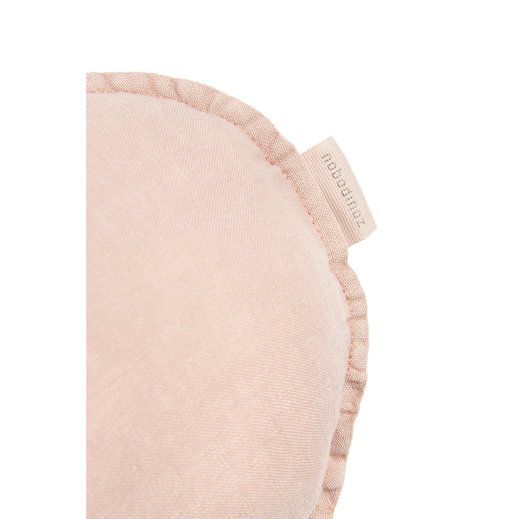 Nobodinoz Sky Pillow, Washed French Linen, Bird Embroidery - Mauve Pink