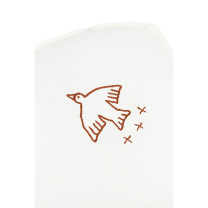 Nobodinoz Sky Pillow, Washed French Linen with Embroidered Birds – Off White