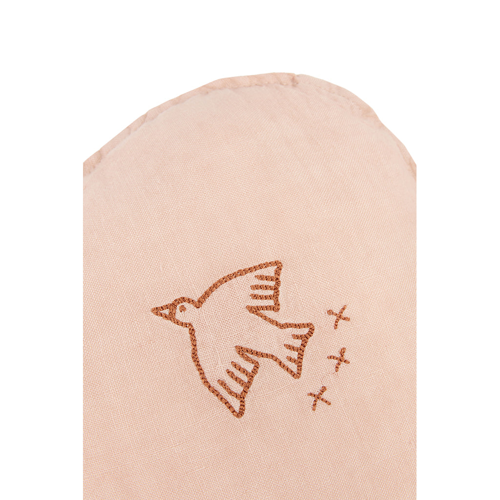 Nobodinoz Cloud Pillow with Embroidery, Washed French Linen - Powder Pink