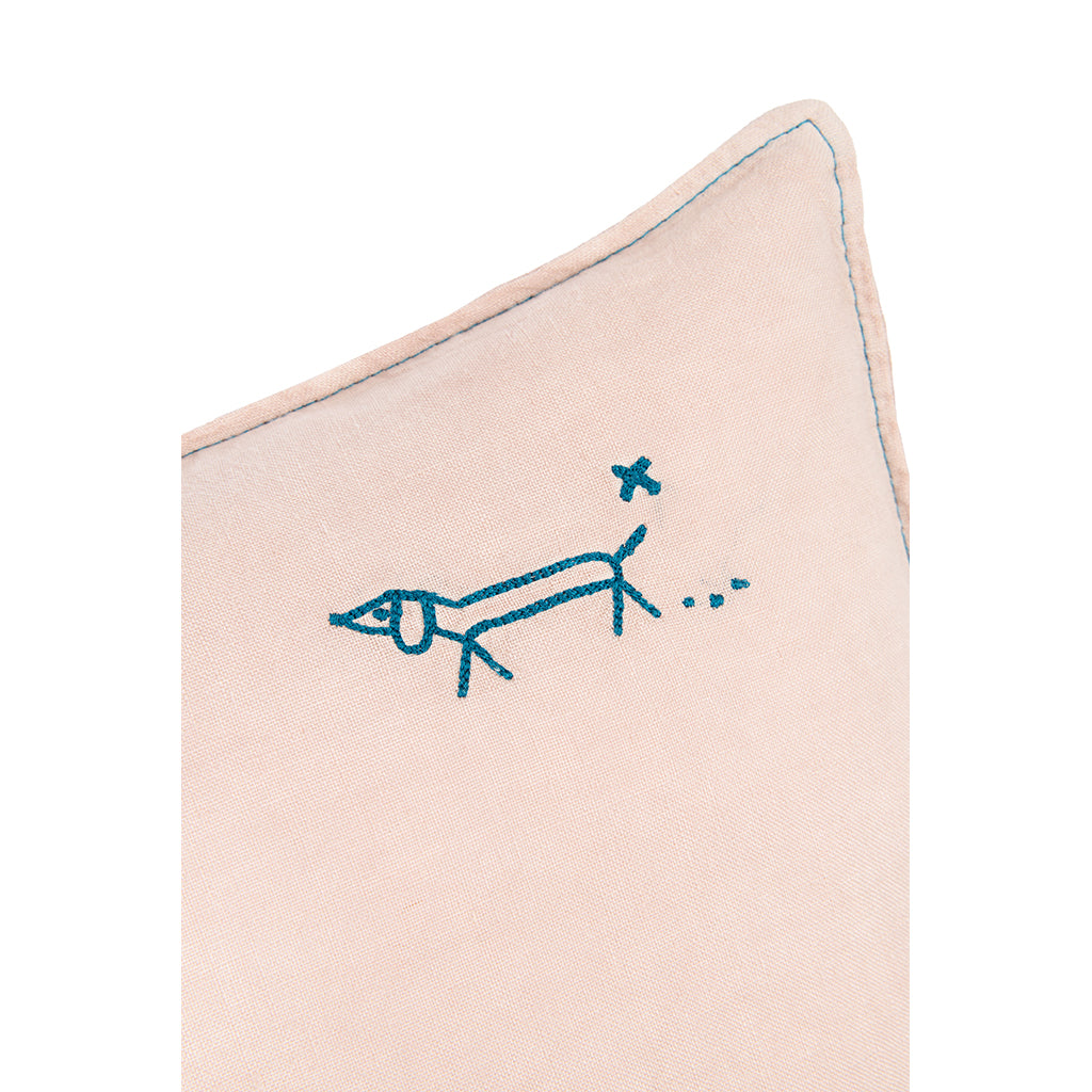 Nobodinoz Cushion, Washed French Linen, 50 x 30 cm – Mauve Pink