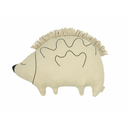 Nobodinoz Enzo Hedgehog Pillow, Washed Linen, Green Tea