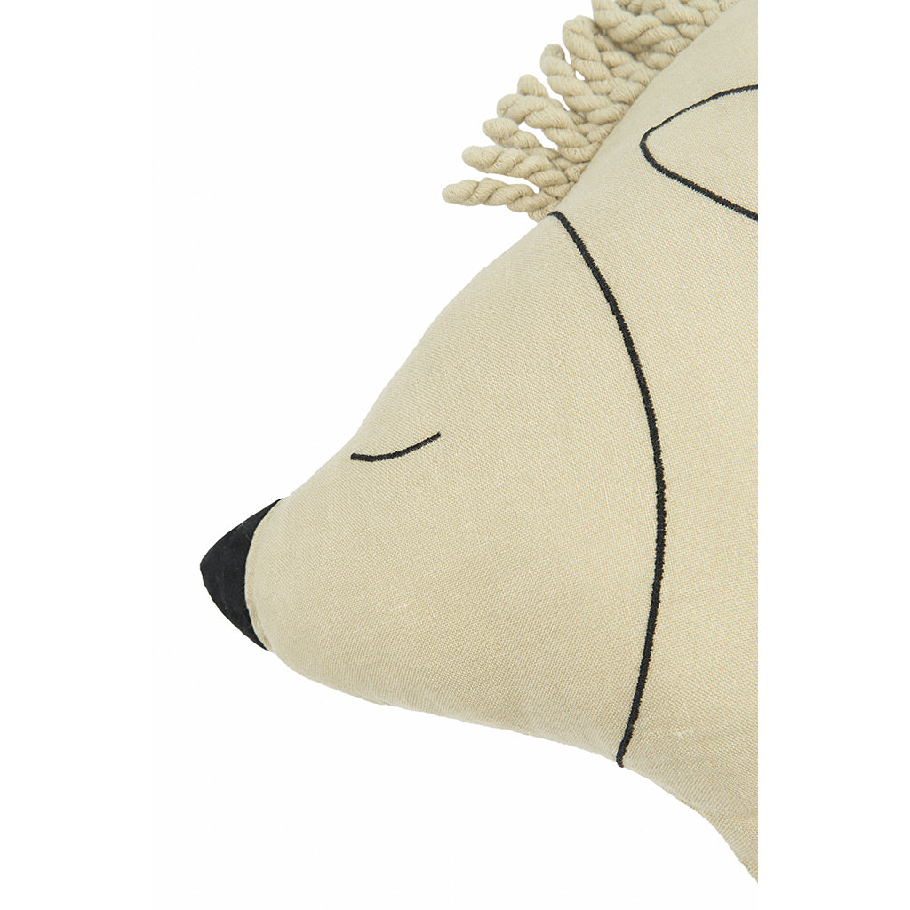Nobodinoz Enzo Hedgehog Pillow, Washed Linen, Green Tea
