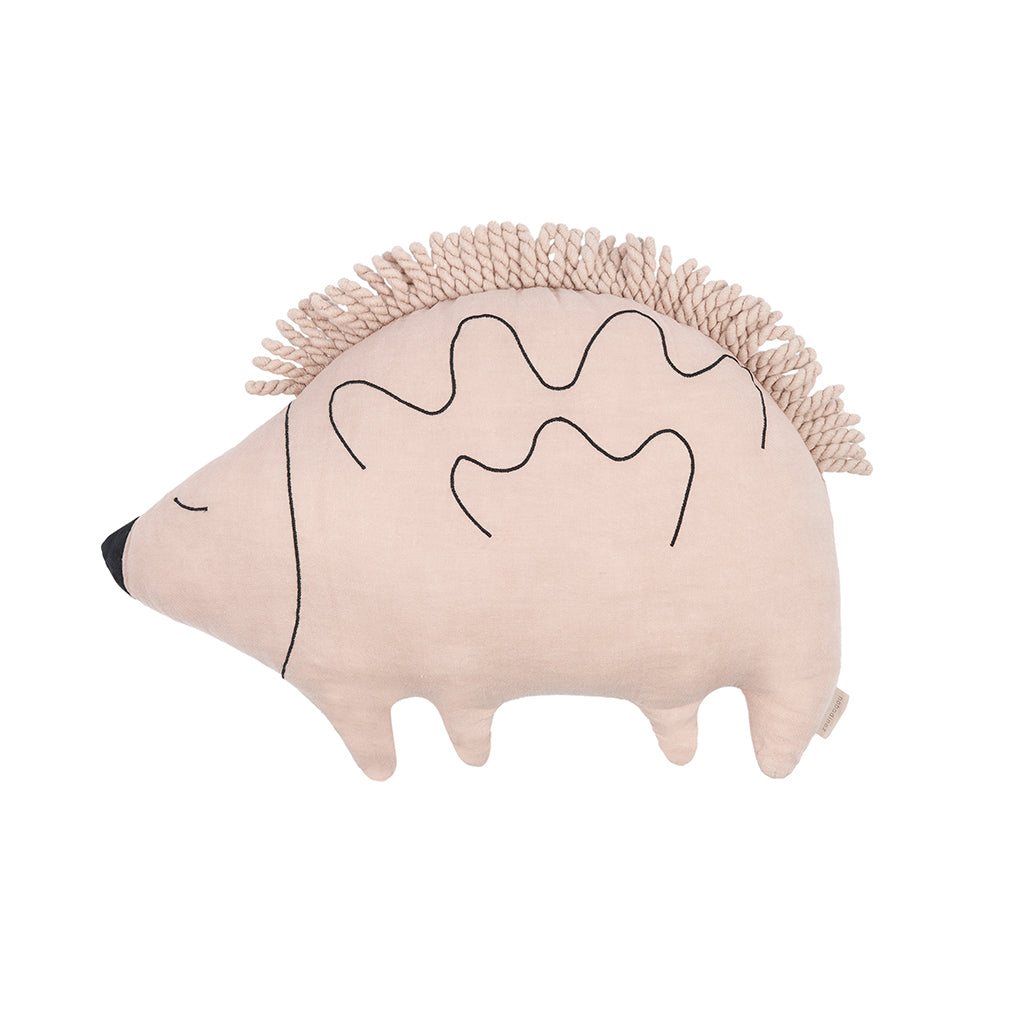 Nobodinoz Enzo Hedgehog Pillow, Washed Linen, Mauve Pink