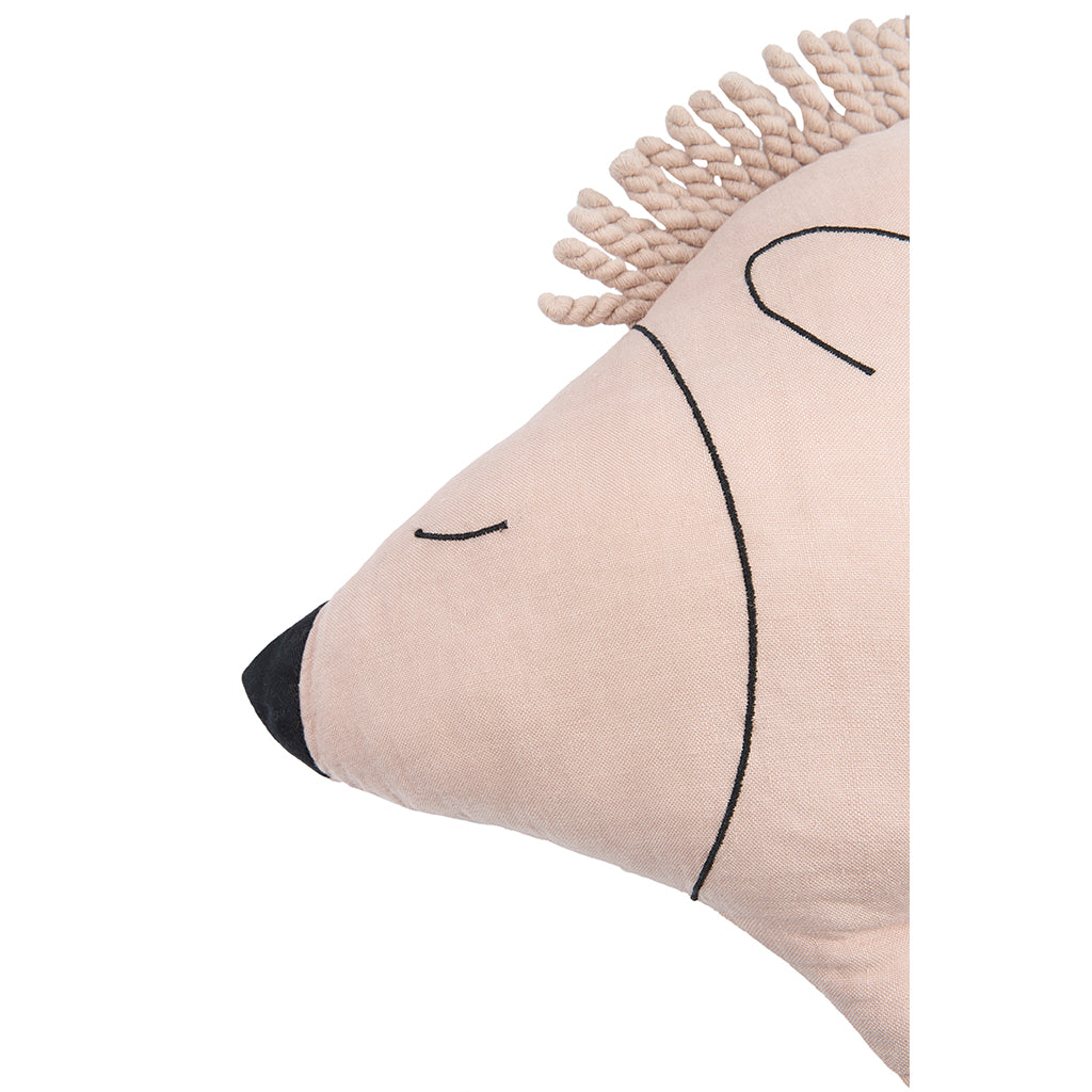 Nobodinoz Enzo Hedgehog Pillow, Washed Linen, Mauve Pink