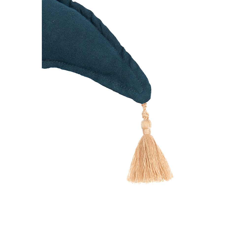 Nobodinoz Moon Cushion, Washed French Linen - Deep Blue