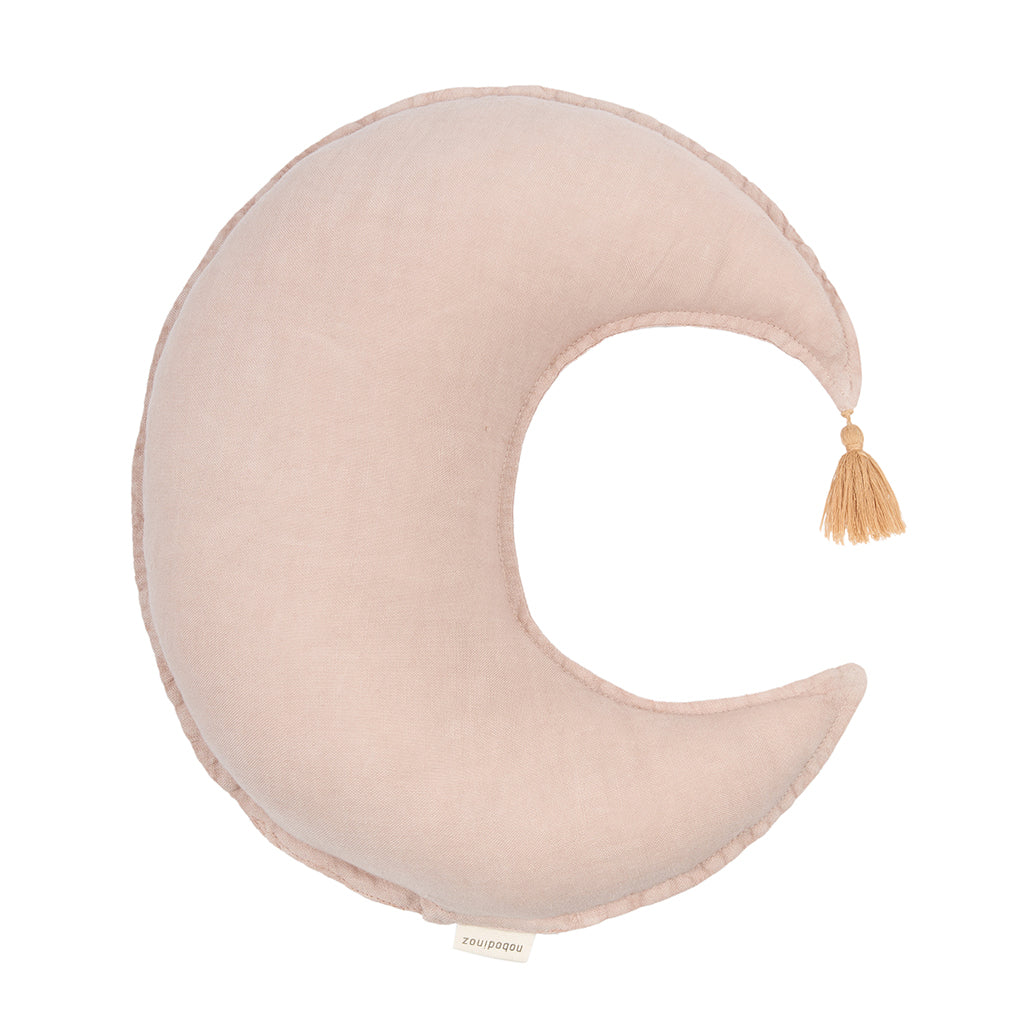 Nobodinoz Moon Cushion, Washed French Linen - Mauve Pink