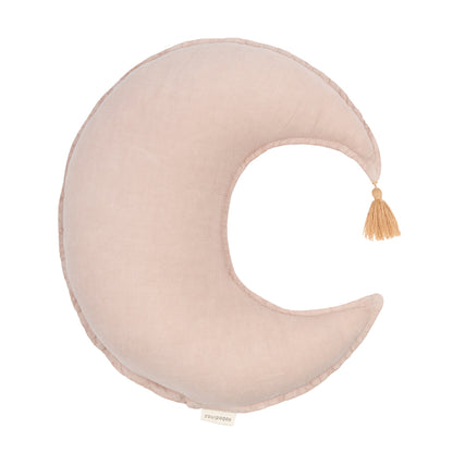 Nobodinoz Moon Cushion, Washed French Linen - Mauve Pink