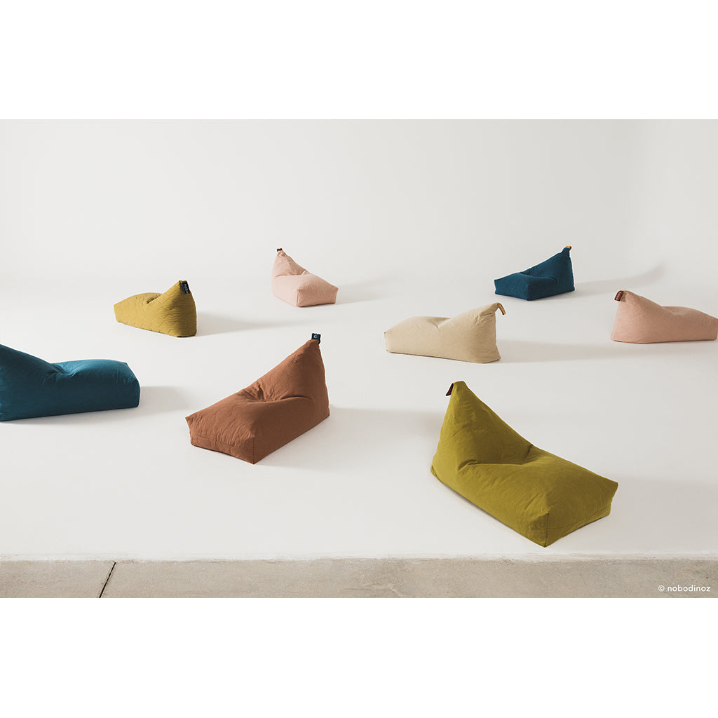 Nobodinoz Quilted Long Bean Bag Chair, L1NO - Green Tea