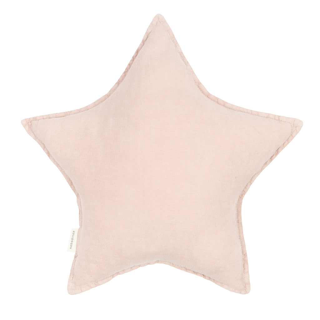 Nobodinoz Star Cushion, Washed French Linen - Mauve Pink