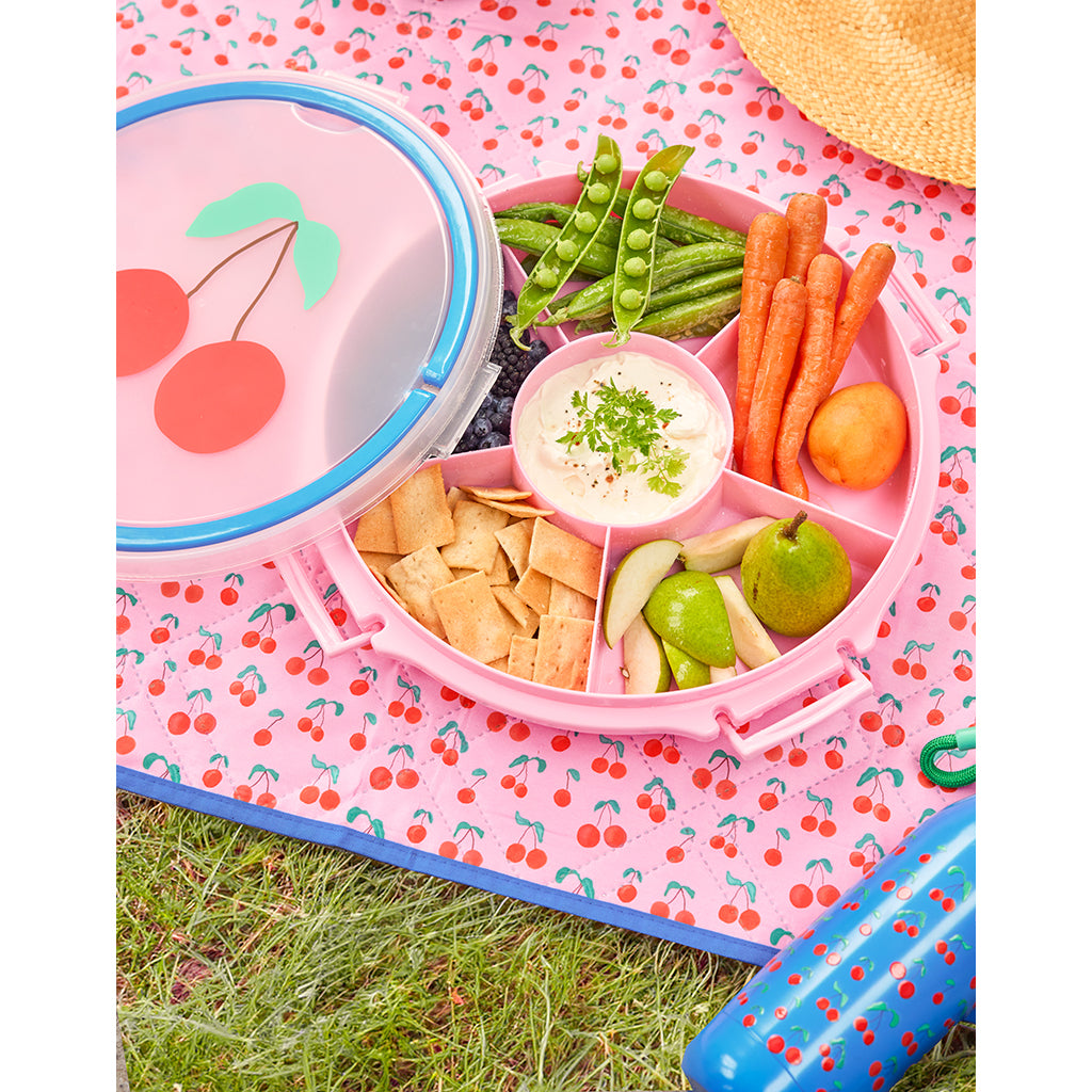 Rice Snack Tray with Lid, 6 Compartments – Pink