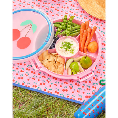 Rice Snack Tray with Lid, 6 Compartments – Pink