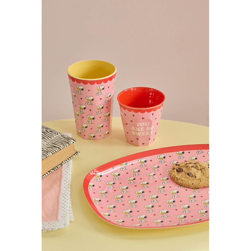 Rice Melamine Rectangular Dinner Plate, Snoopy - Pink