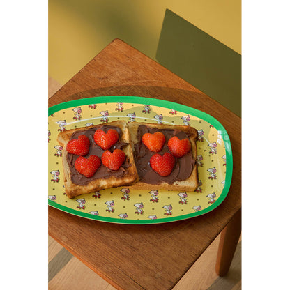 Rice Melamine Rectangular Dinner Plate, Snoopy - Yellow