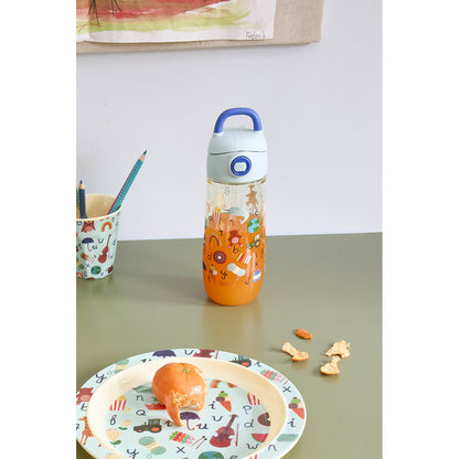Rice Plastik drikkedunk, Blue ABC print