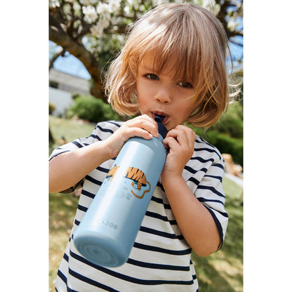 Liewood Falk Water Bottle, Thermo Flask 500 ml - Tiger/Beach Blue