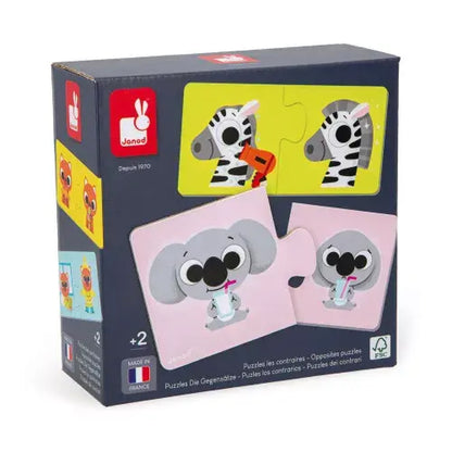 Janod Puzzle, Opposites - 12 Puzzles with 2 Pieces Each
