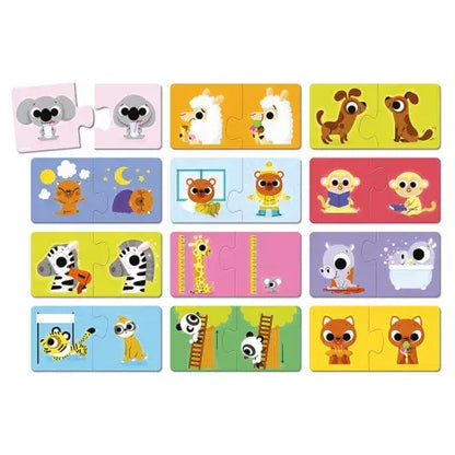 Janod Puzzle, Opposites - 12 Puzzles with 2 Pieces Each