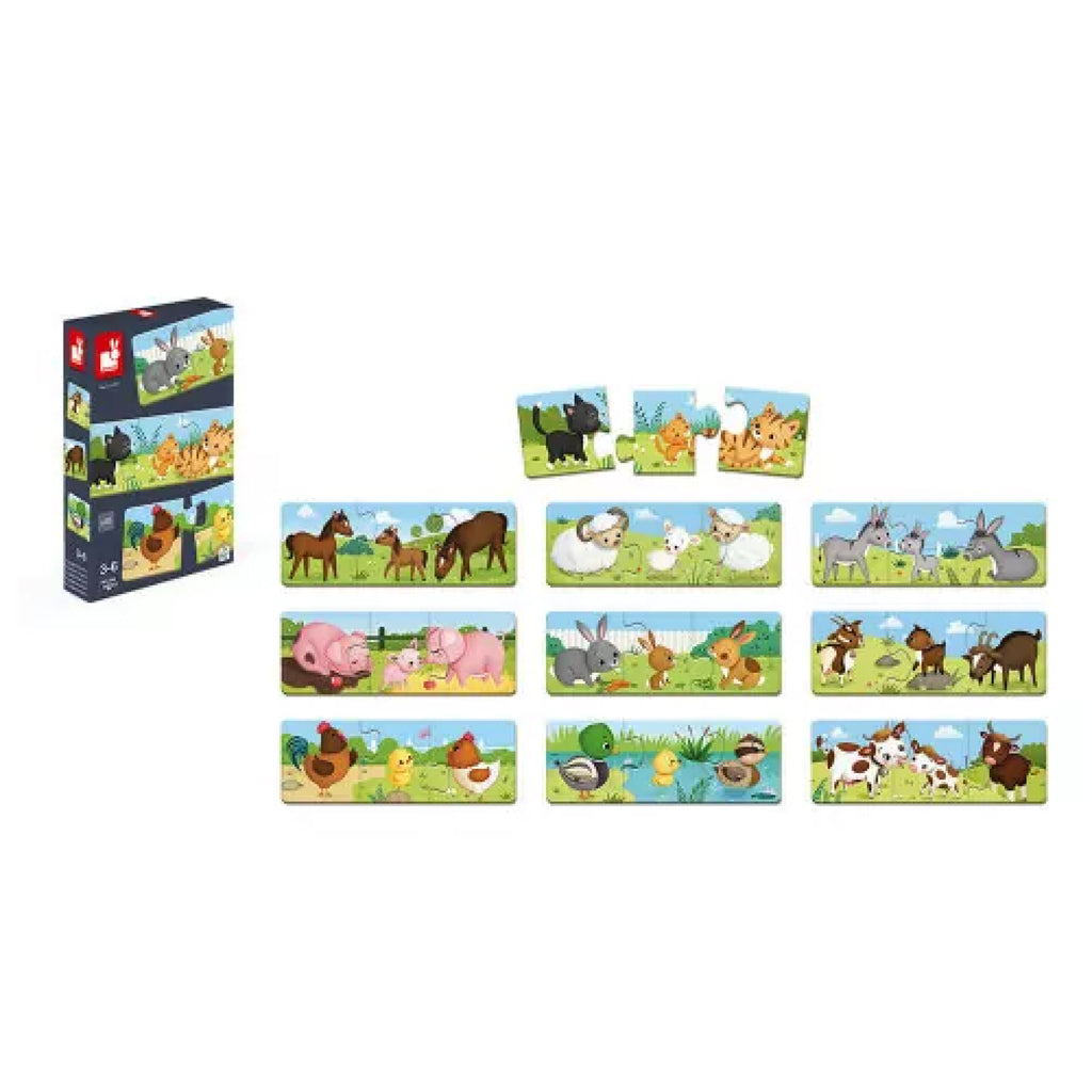 Janod Puzzle, Trionimo – Set of 10 Puzzles, Each with 3 Pieces