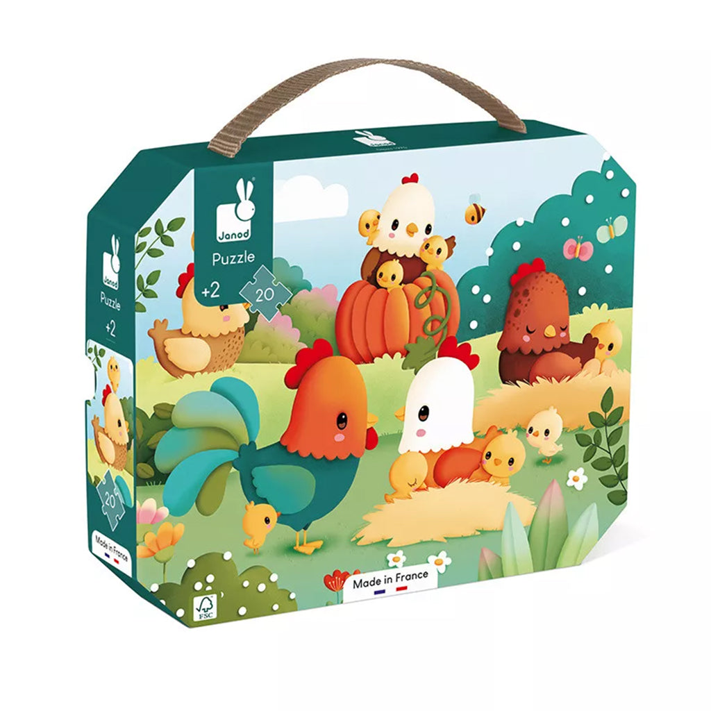 Janod Puzzle in Suitcase, Welcome to the Farm - 20 Pieces