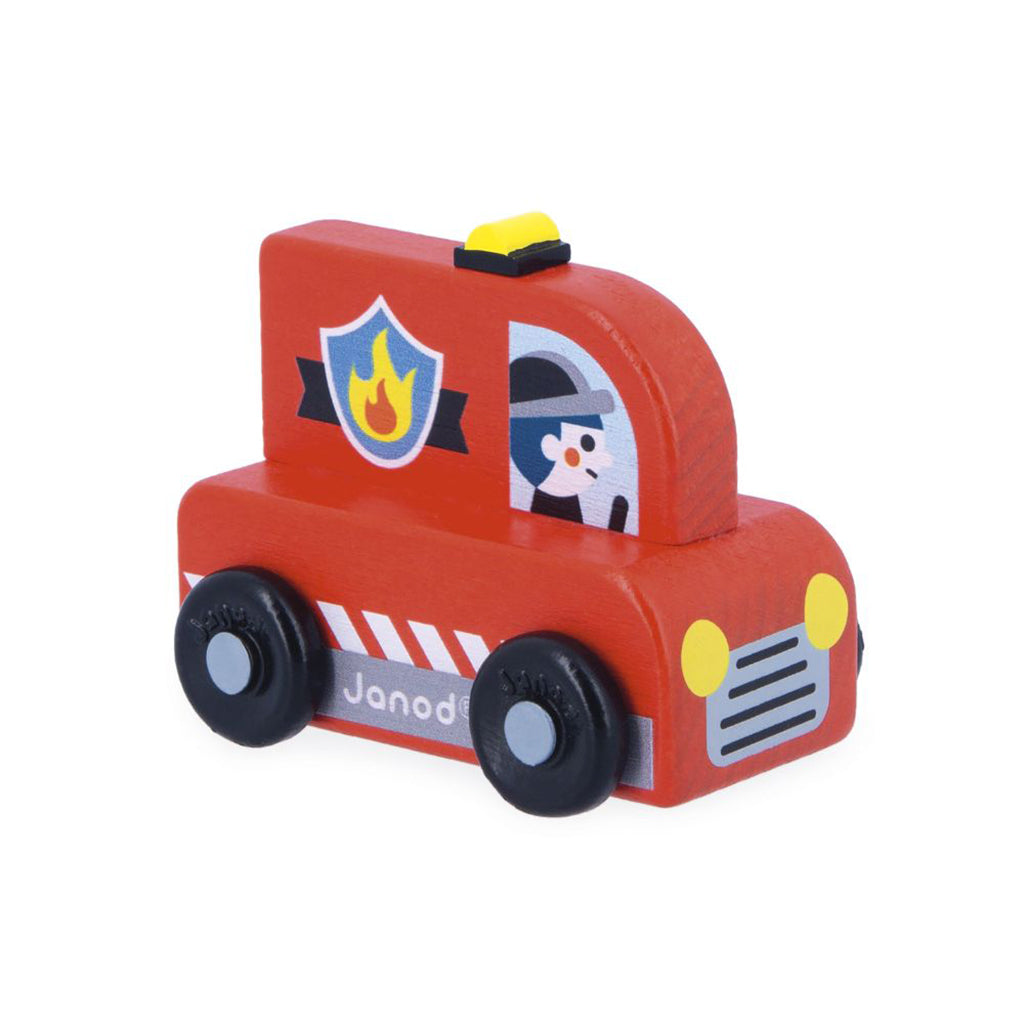 Janod Wooden Toy Vehicle, Fire Truck