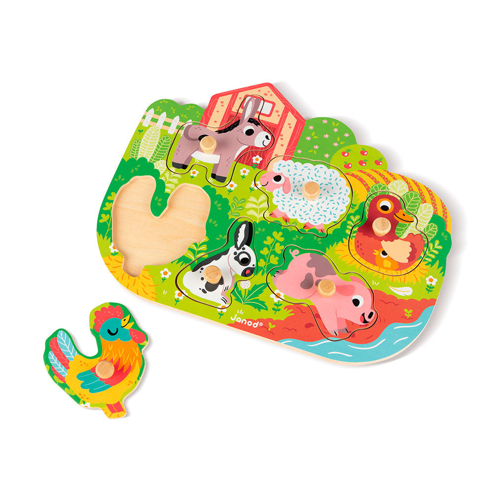 Janod Wooden Puzzle, Happy Farm – 6 Pieces