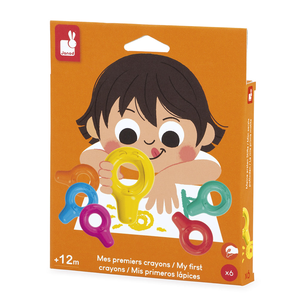 Janod My First Crayons, Set of 6 Large Coloring Crayons