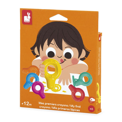 Janod My First Crayons, Set of 6 Large Coloring Crayons