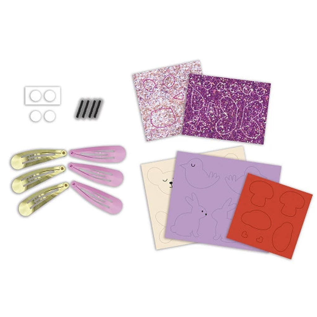 Janod Creative DIY Glitter Hair Clips, Flower Garden