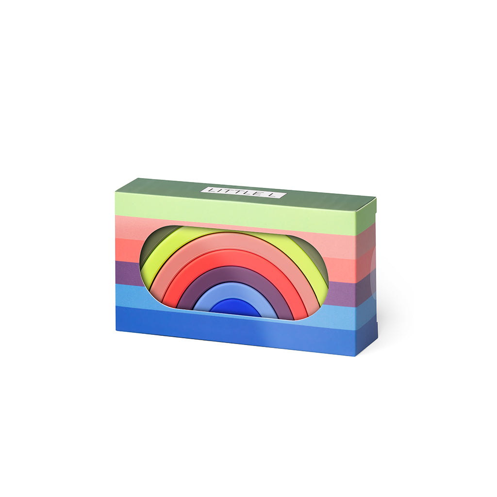 Little L Silicone Baby Toy, Rainbow - Shades of Green, Pink, and Blue