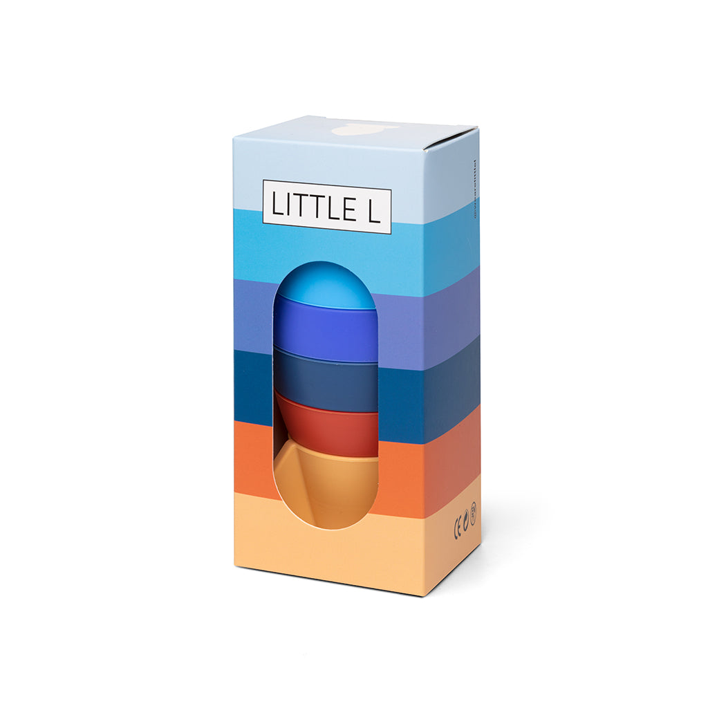 Little L, Baby Toy, Stacking Rocket - Blue and Orange Shades