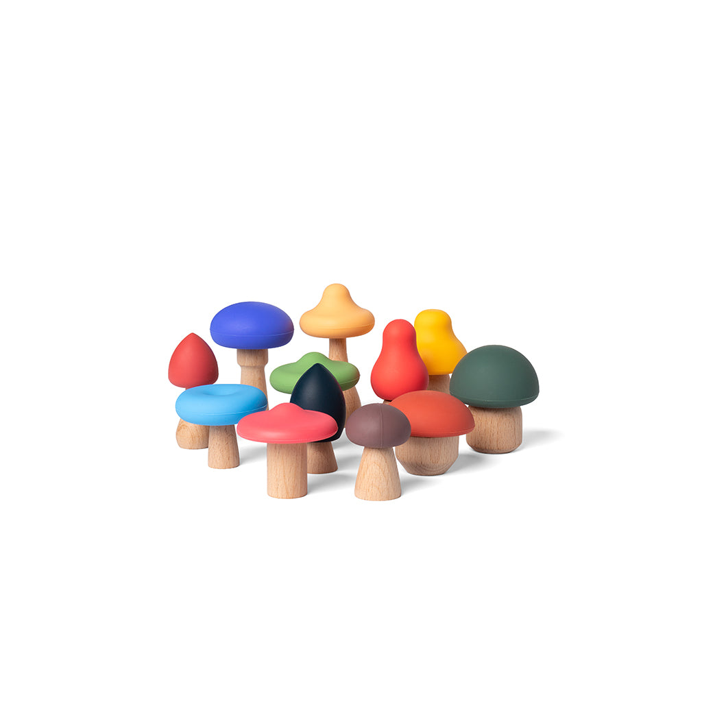 Little L, Colorful Wooden and Silicone Mushrooms for Babies