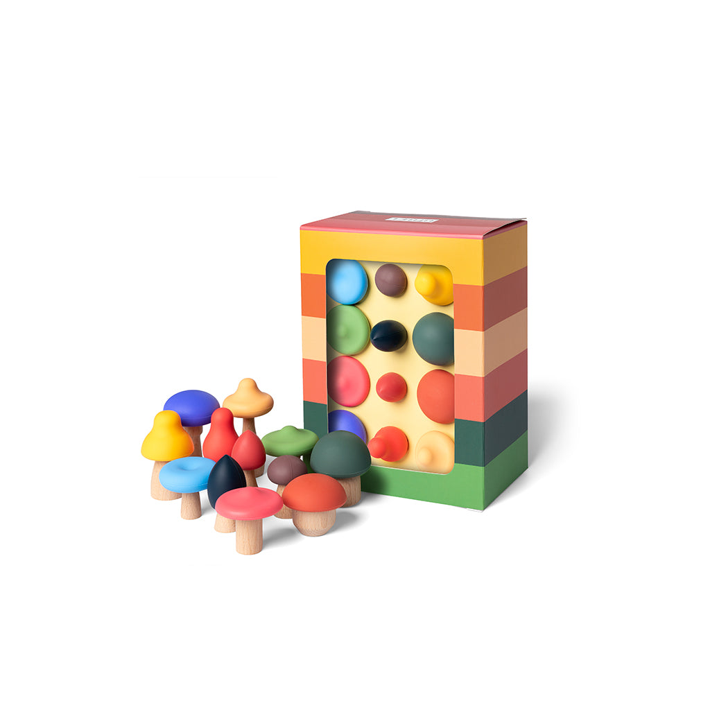 Little L, Colorful Wooden and Silicone Mushrooms for Babies