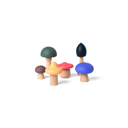 Little L, Colorful Wooden and Silicone Mushrooms for Babies