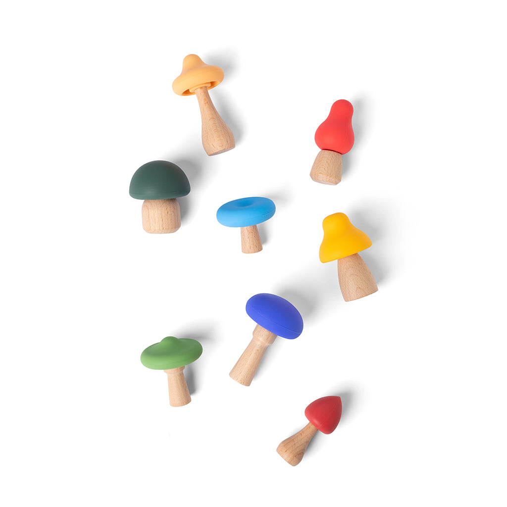 Little L, Colorful Wooden and Silicone Mushrooms for Babies