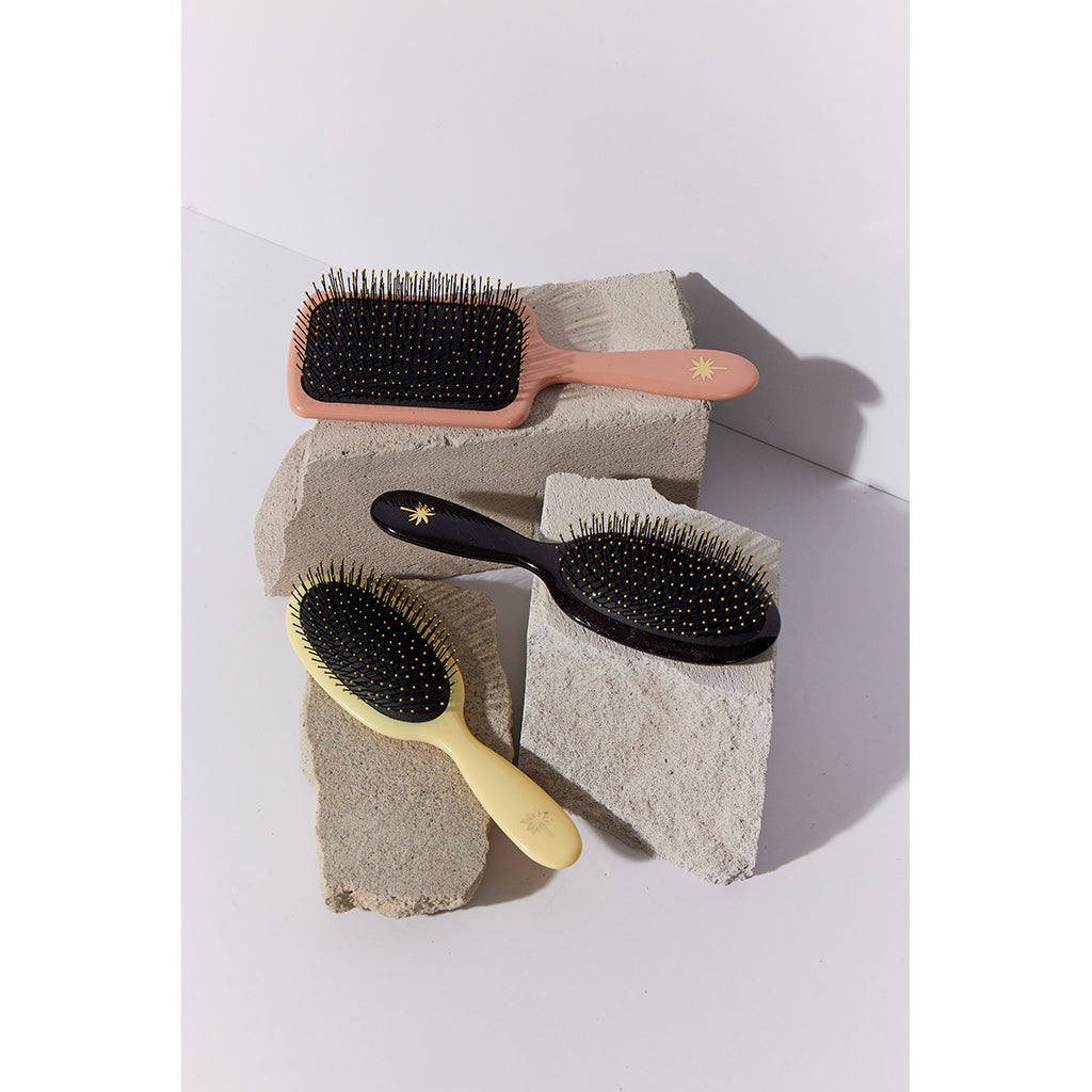 Fan Palm Hairbrush, Medium – Beach Rose Wet Brush, Pink with Glitter