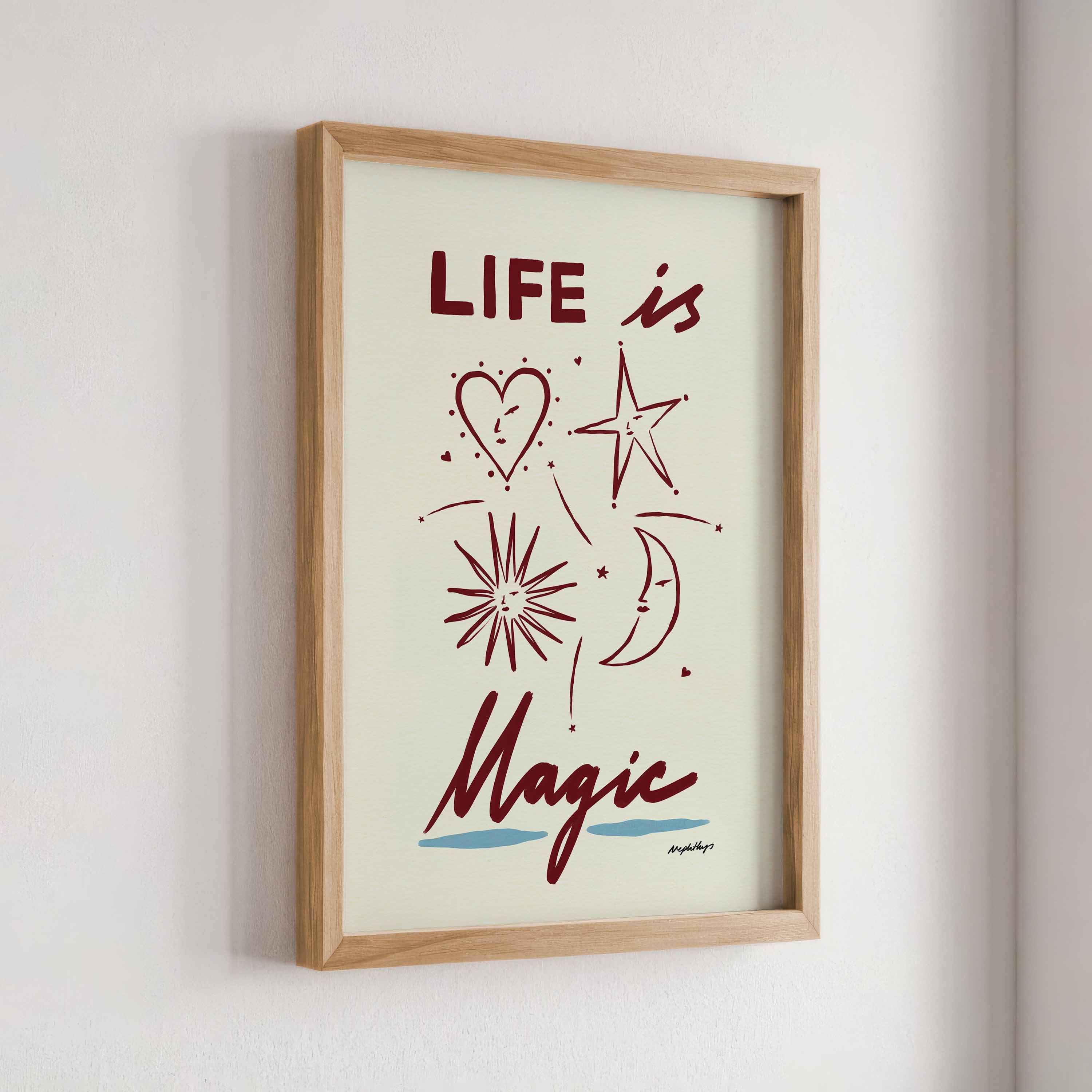 Nephthys Illustrated Poster, Life is Magic - A4