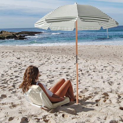 Sunnylife Luxe Beach Umbrella, UP50+ Factor - Seagrass Stripe