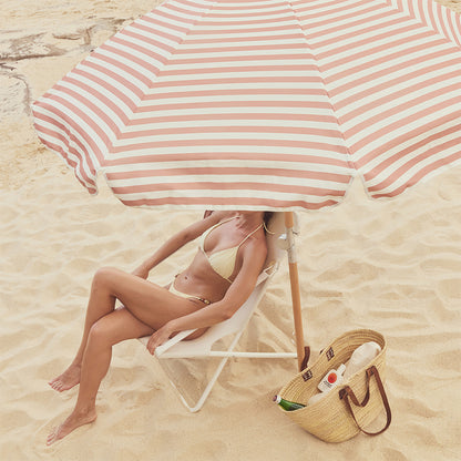 Sunnylife Luxe Beach Umbrella, UP50+ Factor - Tierra Clay Stripe